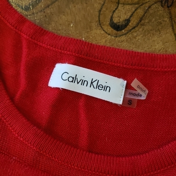 Calvin Klein Pleated Red Bodycon Dress Size Small - Picture 3 of 8